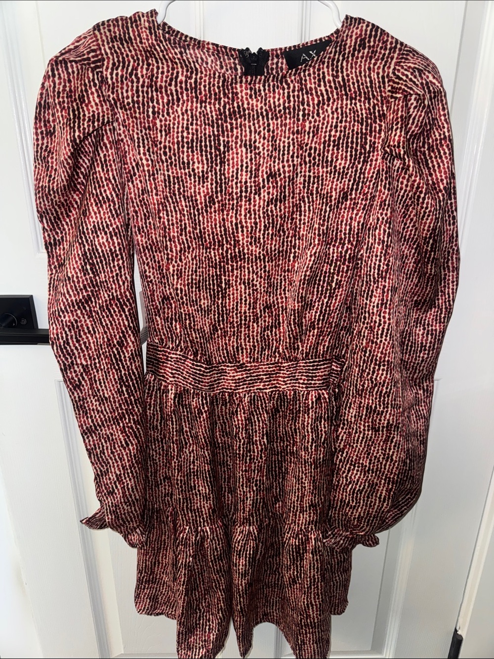 AX Paris Red and White Long Sleeve Mini Dress